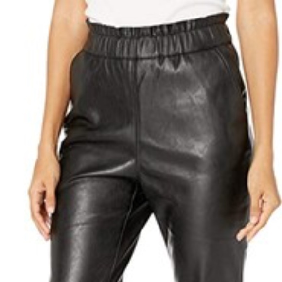 JOE'S JEANS Black Faux Leather Elasticized Waist Pants M - Picture 2 of 7